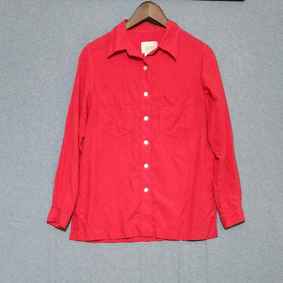 Lizden Tops - Vintage Lizden 100% Silk Coral Long Sleeved Button Down Shirt